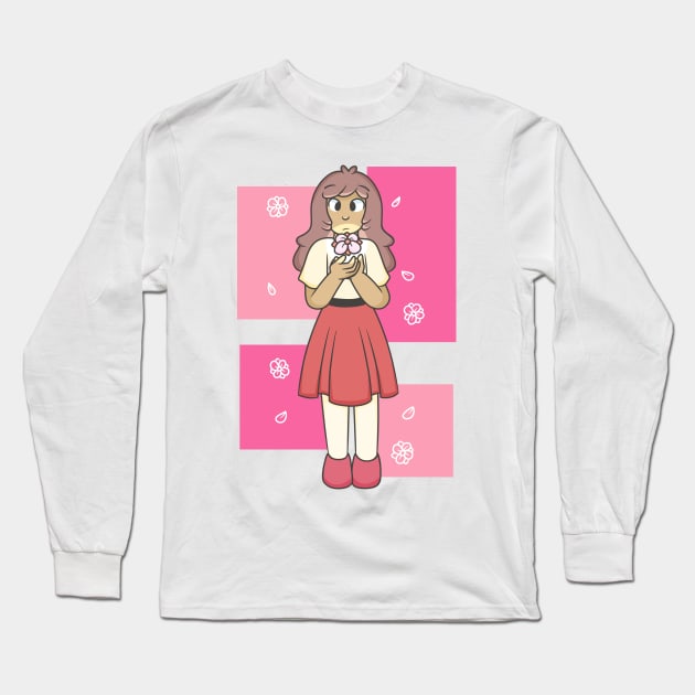 Pink Flower Girl Long Sleeve T-Shirt by KammyBale